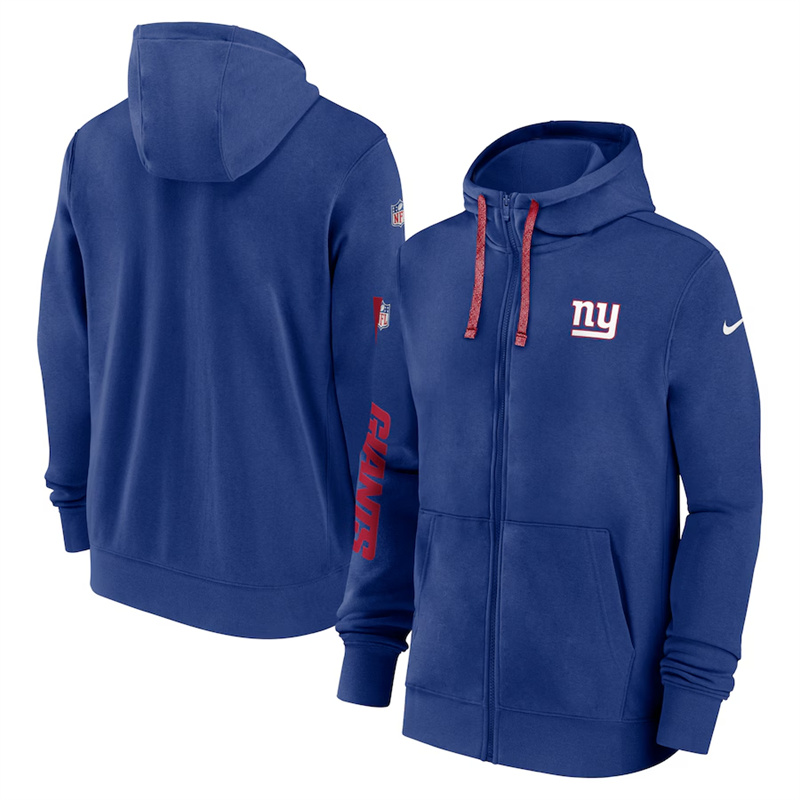 Men's New York Giants Royal 2024 Team Full-Zip Hoodie